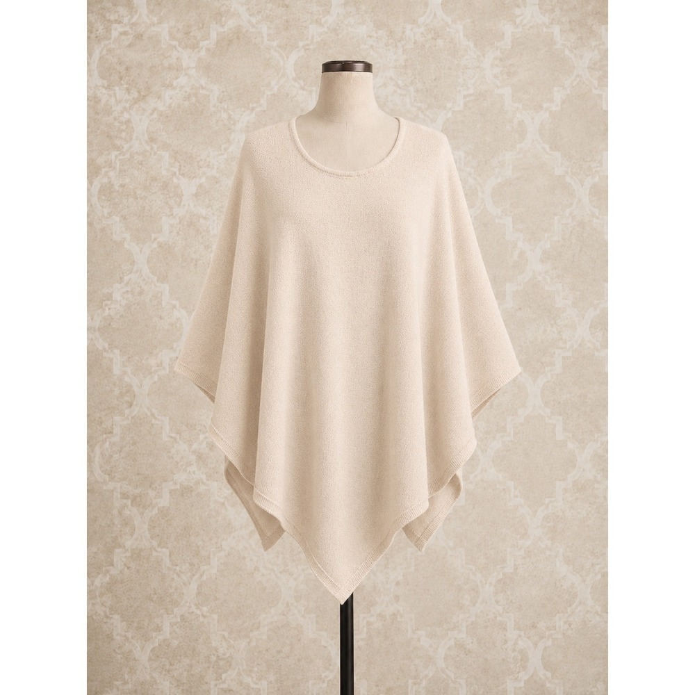 LOFT Beige Knit Poncho Sweater One Size